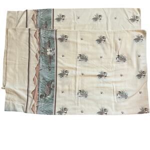 Vintage duck pillow cases, off white duck pond print
